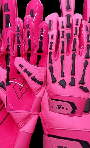 OG Reaper Bones Football Gloves (Black & White Bones) - Image 12