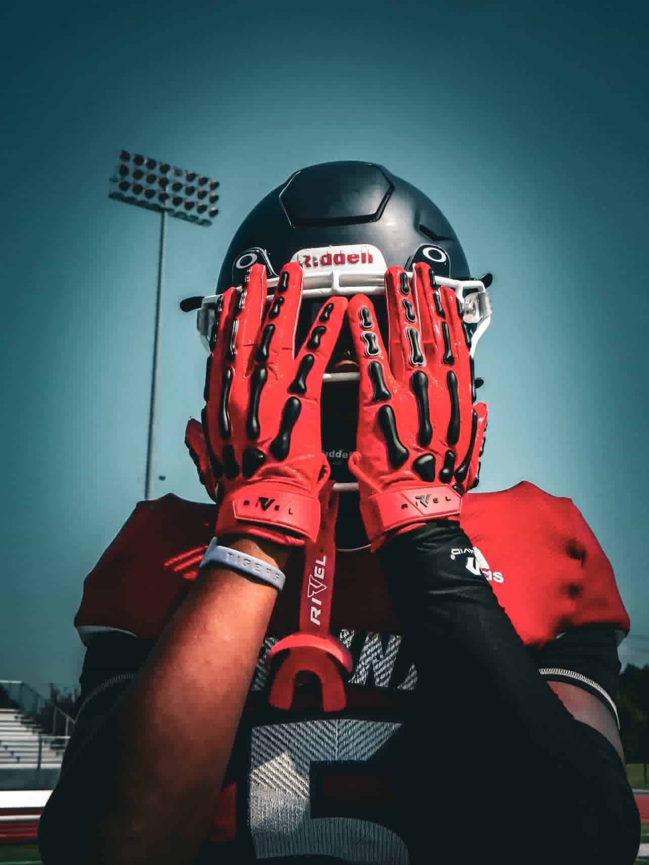 OG Reaper Bones Football Gloves (Black & White Bones) - Image 4