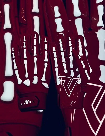 OG Reaper Bones Football Gloves (Black & White Bones) - Image 7