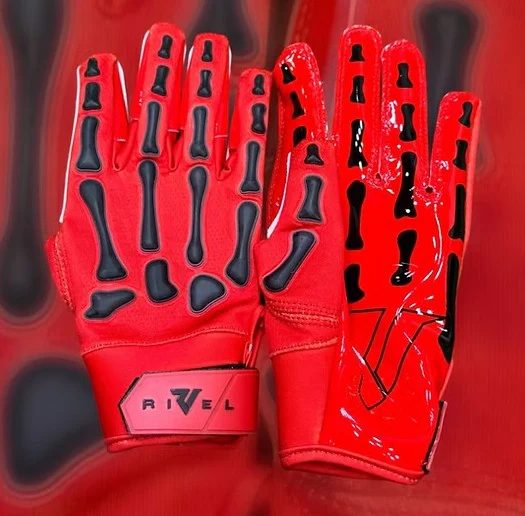 OG Reaper Bones Football Gloves (Black & White Bones) - Image 8